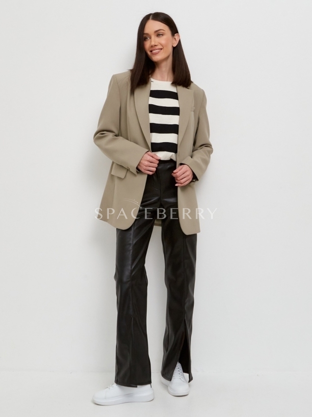 Женские кожаные брюки, штаны широкие